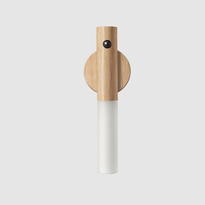 Veilleuse sans fil LED USB magnétique en bois pour couloirs et porches, lampe murale avec détecteur de mouvement PIR, lampe d'armoire