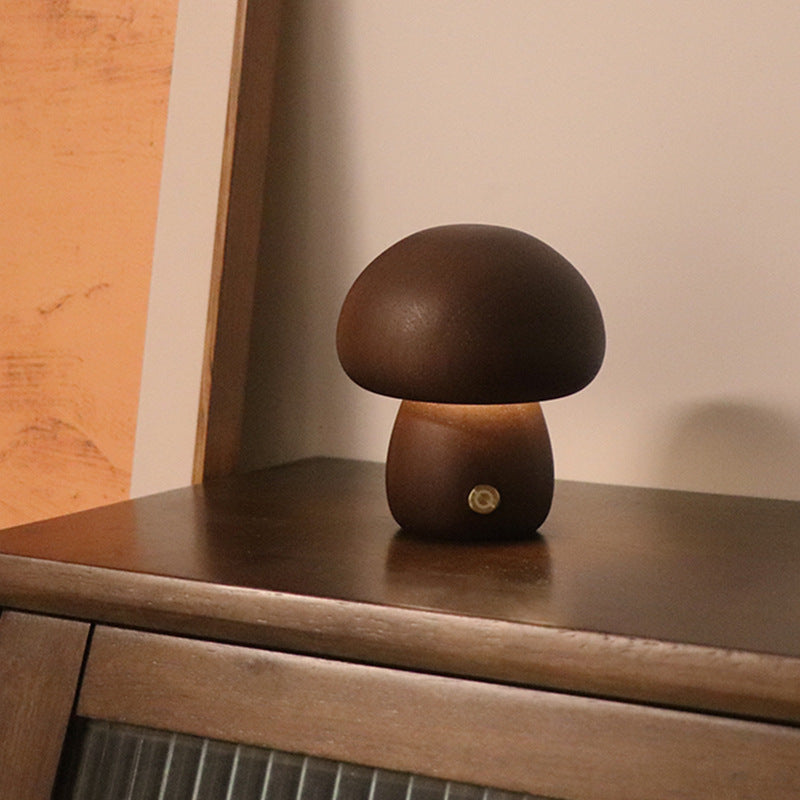 Veilleuse LED en bois en forme de champignon mignon avec interrupteur tactile  Lampe de chevet pour chambre à coucher, chambre d'enfant, veilleuse, décoration intérieure
