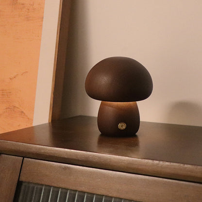Veilleuse LED en bois en forme de champignon mignon avec interrupteur tactile  Lampe de chevet pour chambre à coucher, chambre d'enfant, veilleuse, décoration intérieure