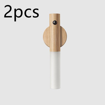 Veilleuse sans fil LED USB magnétique en bois pour couloirs et porches, lampe murale avec détecteur de mouvement PIR, lampe d'armoire