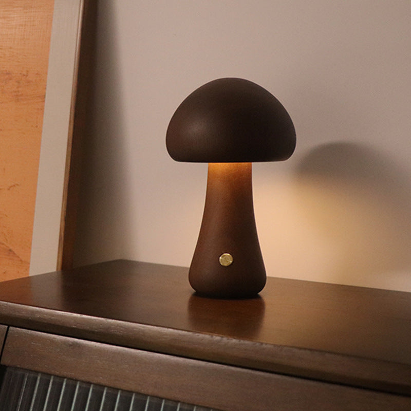 Veilleuse LED en bois en forme de champignon mignon avec interrupteur tactile  Lampe de chevet pour chambre à coucher, chambre d'enfant, veilleuse, décoration intérieure