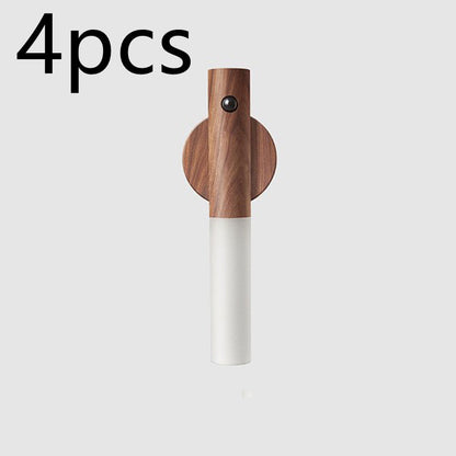 Veilleuse sans fil LED USB magnétique en bois pour couloirs et porches, lampe murale avec détecteur de mouvement PIR, lampe d'armoire