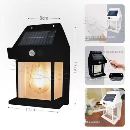 Lampe murale d'extérieur solaire étanche à induction tungstène pour jardin
