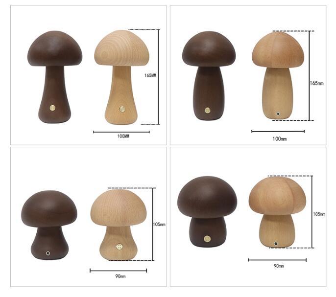 Veilleuse LED en bois en forme de champignon mignon avec interrupteur tactile  Lampe de chevet pour chambre à coucher, chambre d'enfant, veilleuse, décoration intérieure