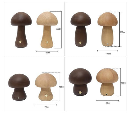 Veilleuse LED en bois en forme de champignon mignon avec interrupteur tactile  Lampe de chevet pour chambre à coucher, chambre d'enfant, veilleuse, décoration intérieure