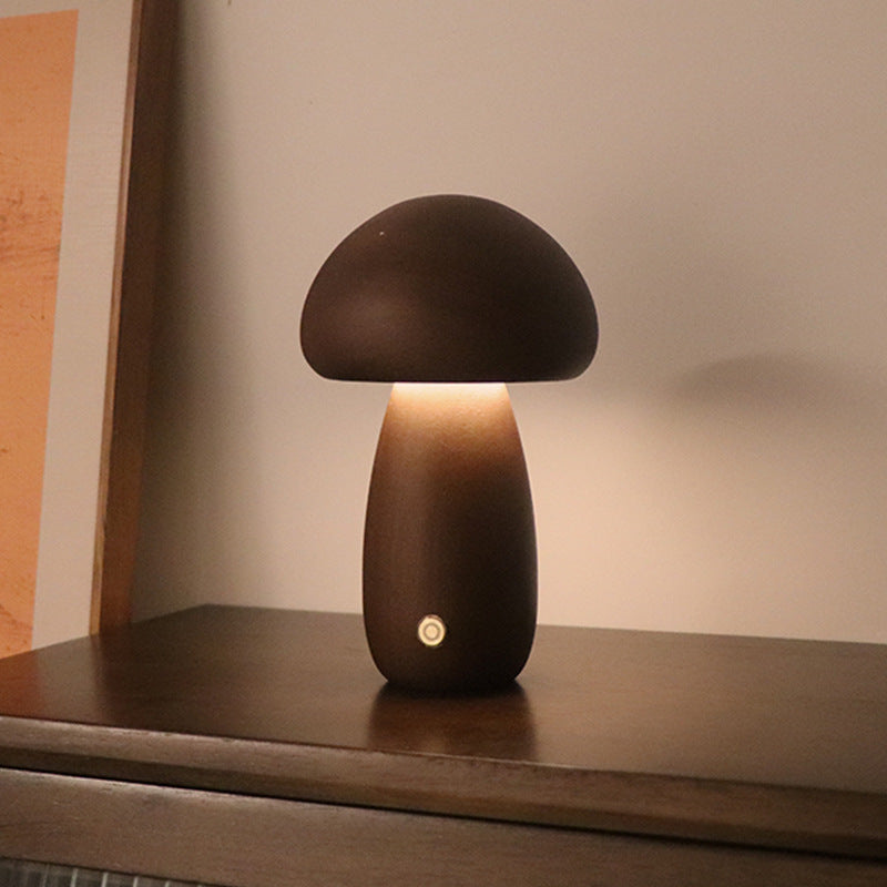 Veilleuse LED en bois en forme de champignon mignon avec interrupteur tactile  Lampe de chevet pour chambre à coucher, chambre d'enfant, veilleuse, décoration intérieure