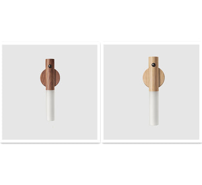 Veilleuse sans fil LED USB magnétique en bois pour couloirs et porches, lampe murale avec détecteur de mouvement PIR, lampe d'armoire