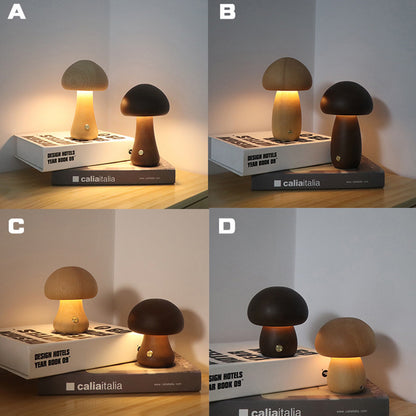 Veilleuse LED en bois en forme de champignon mignon avec interrupteur tactile  Lampe de chevet pour chambre à coucher, chambre d'enfant, veilleuse, décoration intérieure