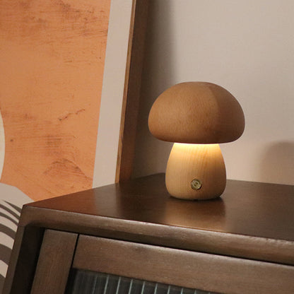 Veilleuse LED en bois en forme de champignon mignon avec interrupteur tactile  Lampe de chevet pour chambre à coucher, chambre d'enfant, veilleuse, décoration intérieure