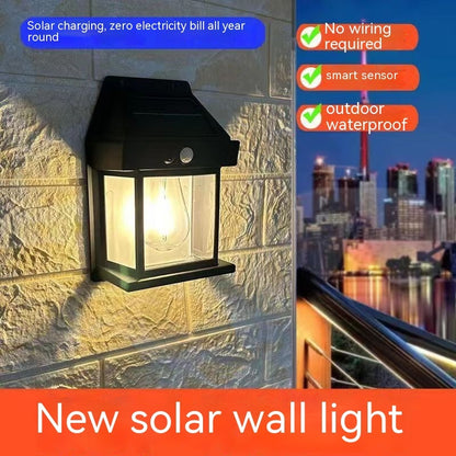 Lampe murale d'extérieur solaire étanche à induction tungstène pour jardin